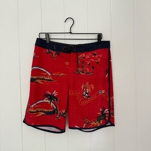 Rip Curl Hawaii Red and Black Tropical Board Shorts